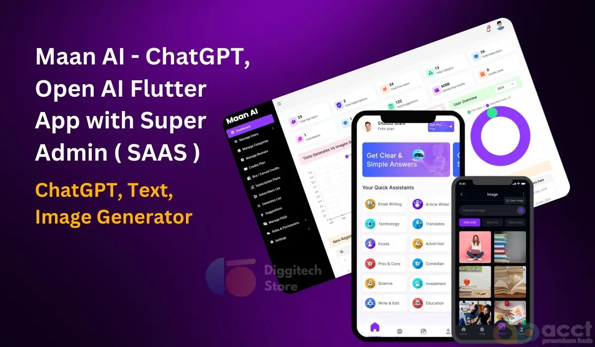 Maan AI - ChatGPT, Open AI Flutter App with Super Admin ( SAAS )