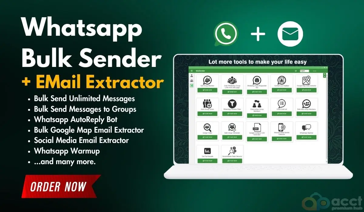 Whatsapp Bulk Sender + Group Sendr + EMail Extractor + Whatsapp Auto Rely Bot